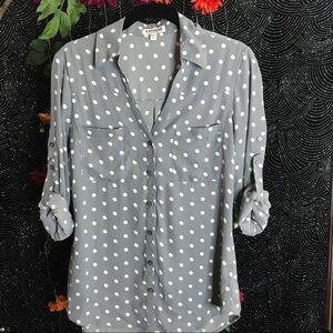 Express Portofino Polka Dot Button Down Shirt